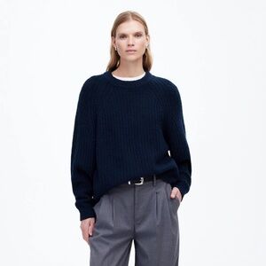 Madewell Navy Ribbed Cotton-Blend Sweater